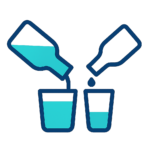 Two bottles pouring liquid into glasses, one flowing freely and the other restricted, illustrating a marketing team bottleneck Zorplan.