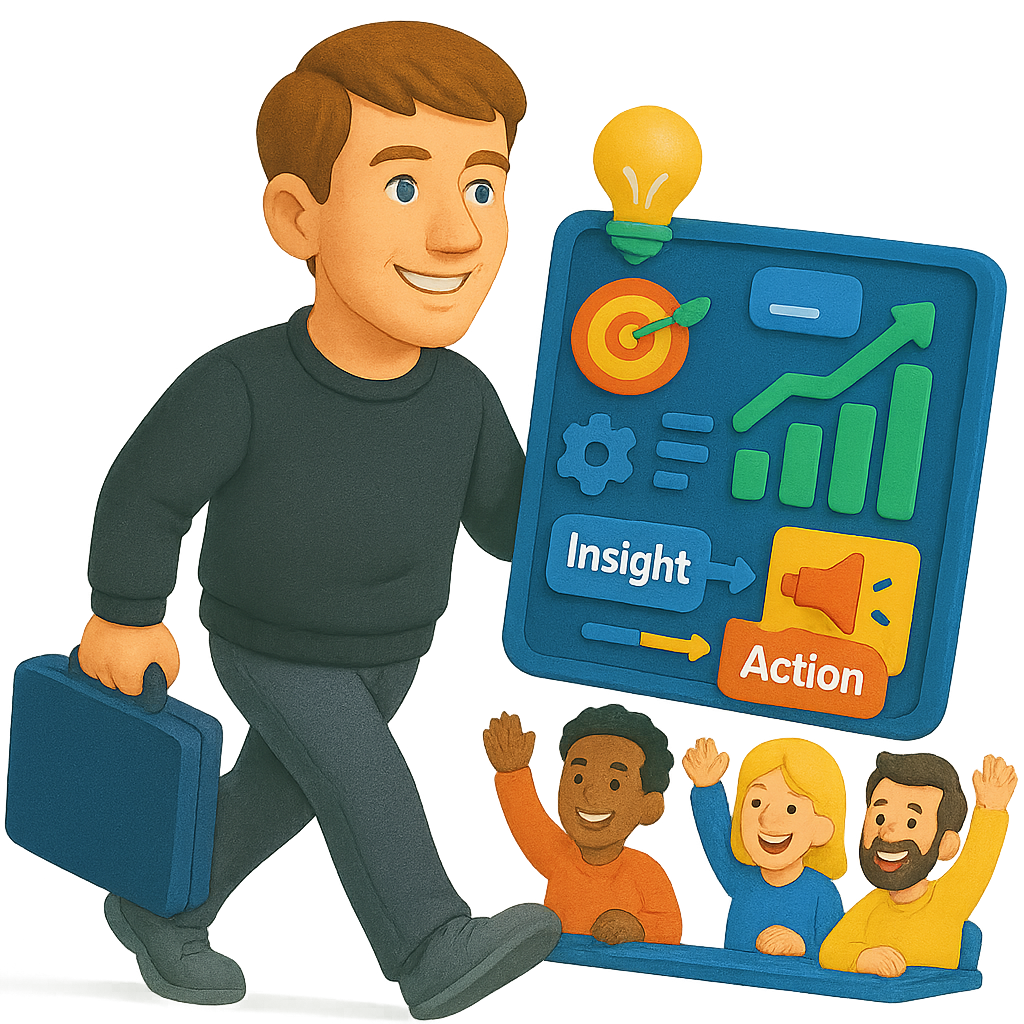 A marketing specialist arriving with tools while a happy team welcomes him - Zorplan.